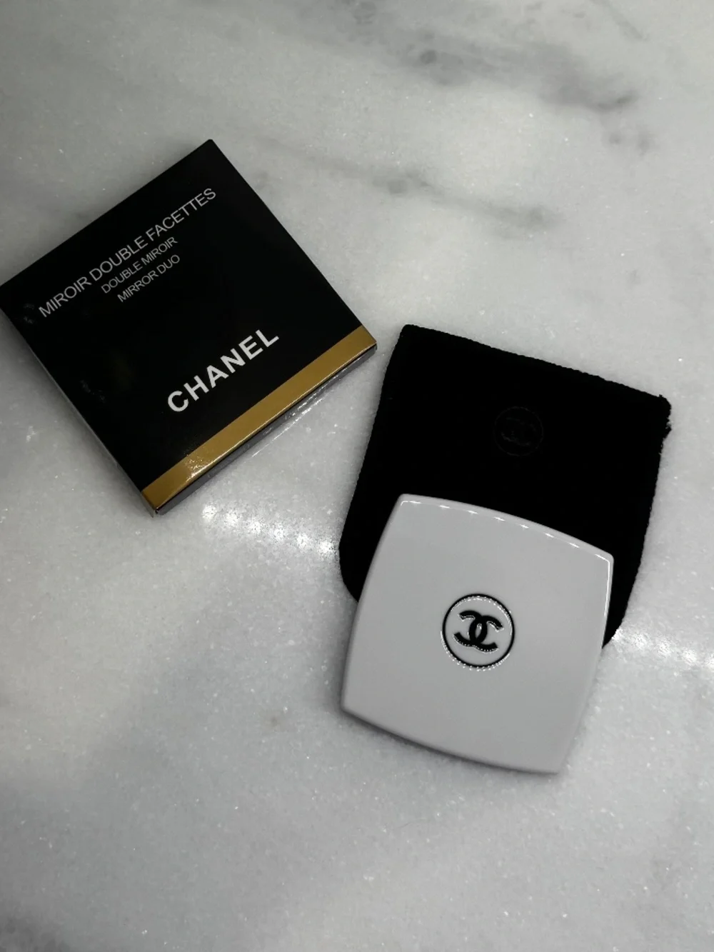 CHANEL White Compact Mirror Miroir Double Facettes